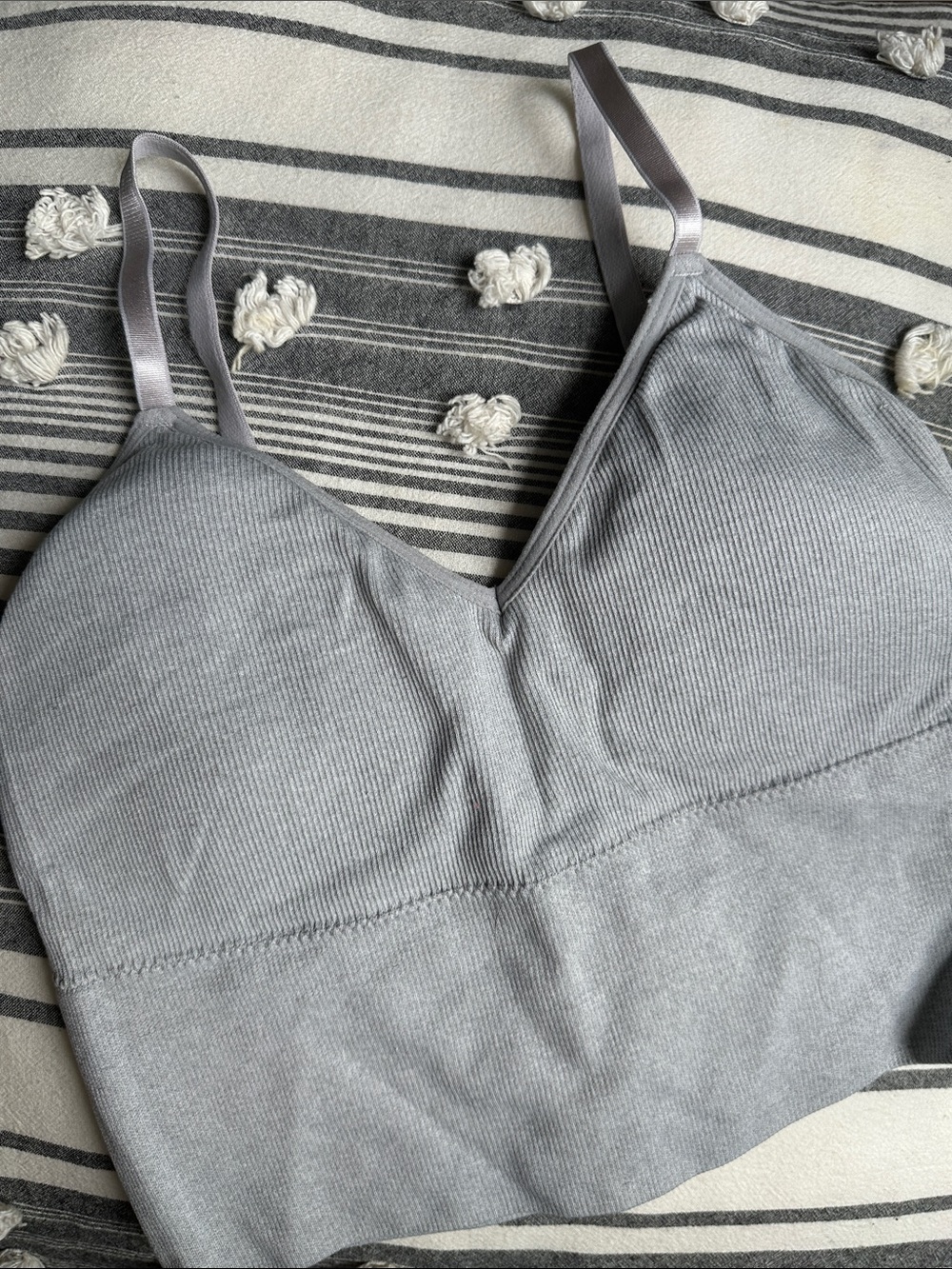 Skinnygirl Light Gray Ribbed Brami Crop Top